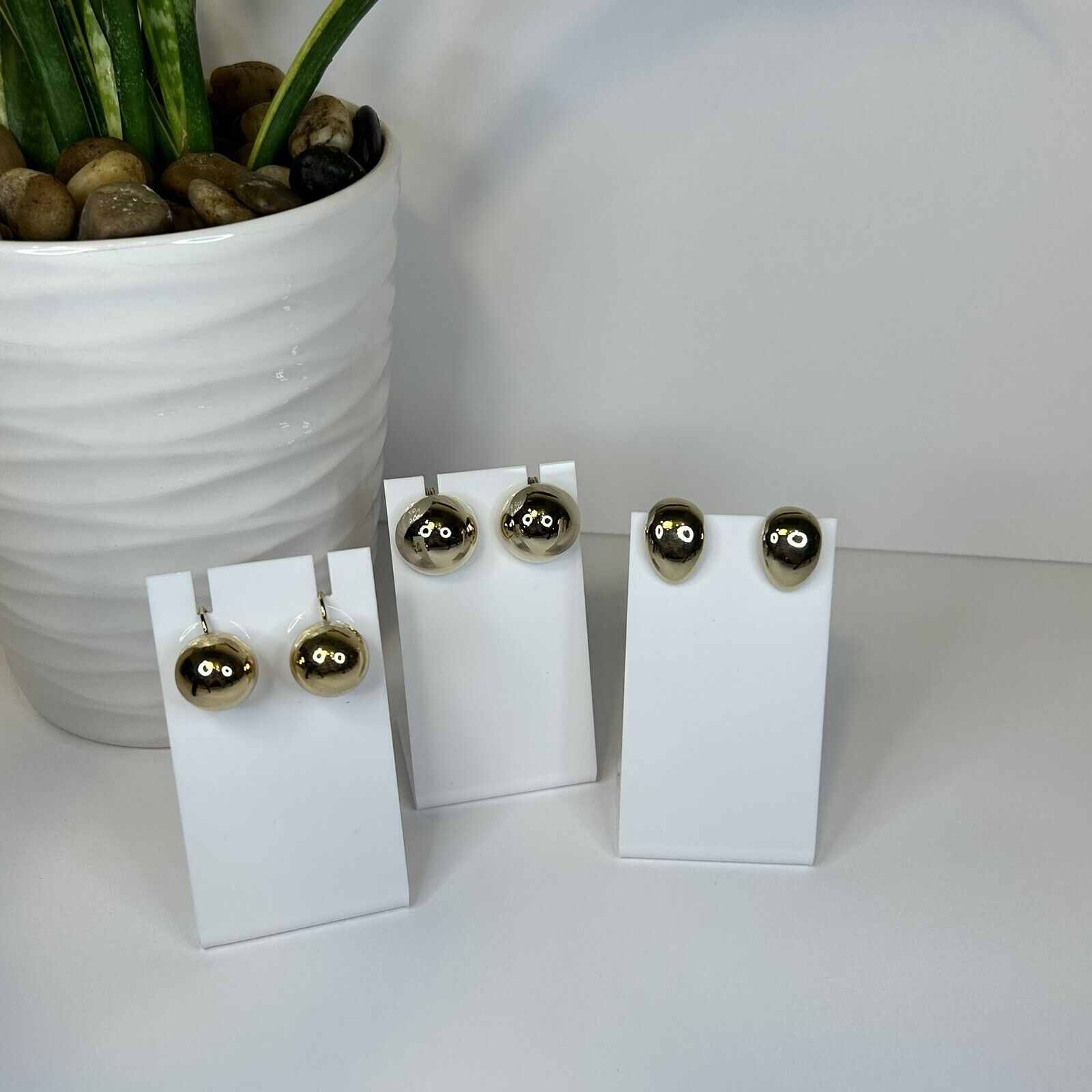 3- Gold Tone Fashion Large Ball Designer Clip On Earrings Monet, Napier & Jjc